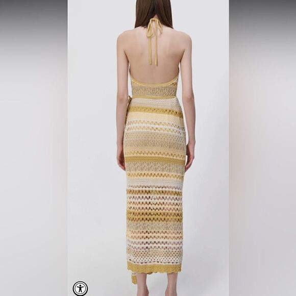 NWT SIMKHAI - KATARINA MACRAME MIDI DRESS - MARIGOLD MULTI Large - Picture 5 of 12
